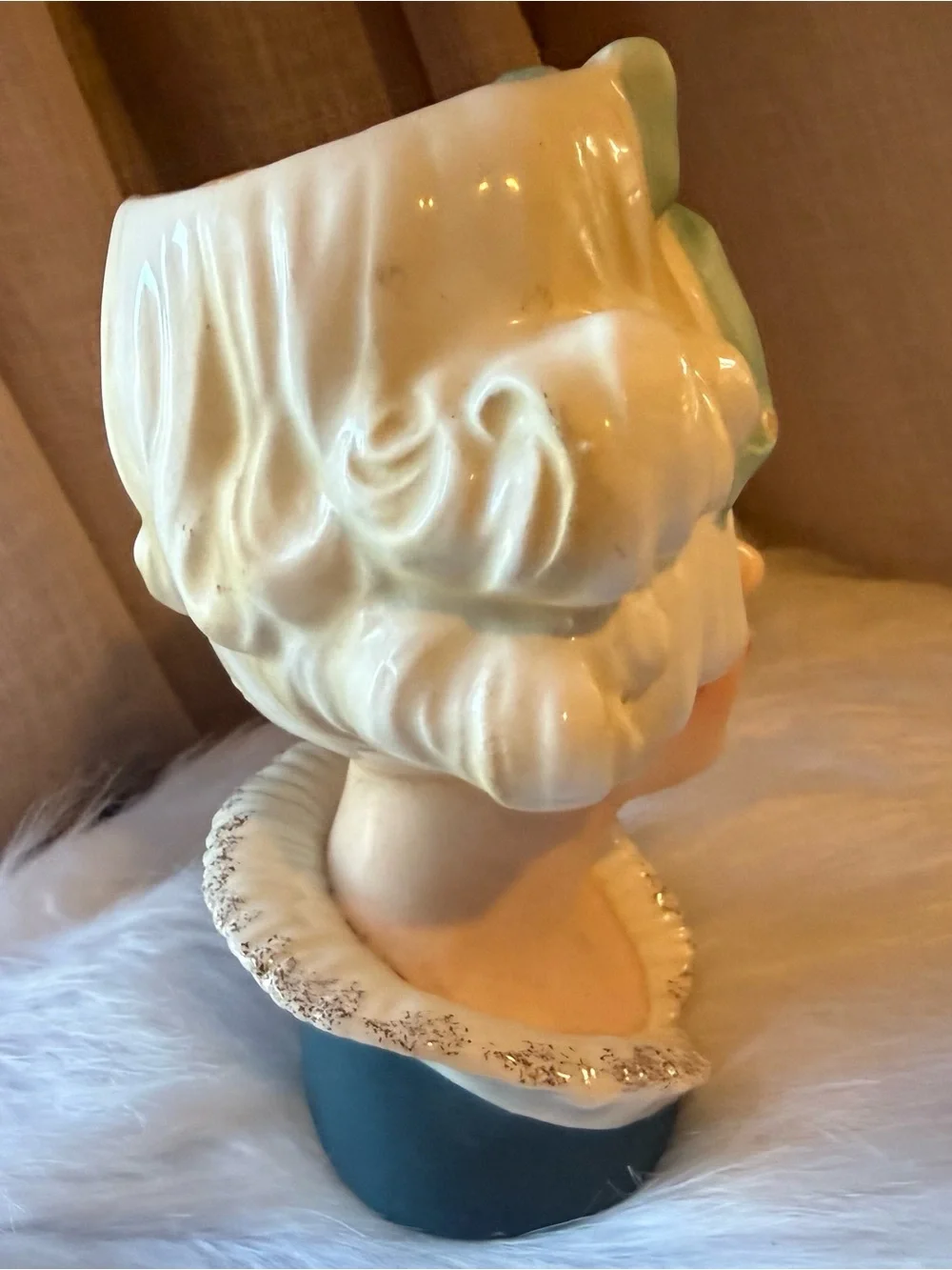 Vintage Nippon Yoko Boeki Co. Lady Head Vase Blue Vtg Japan 1960s